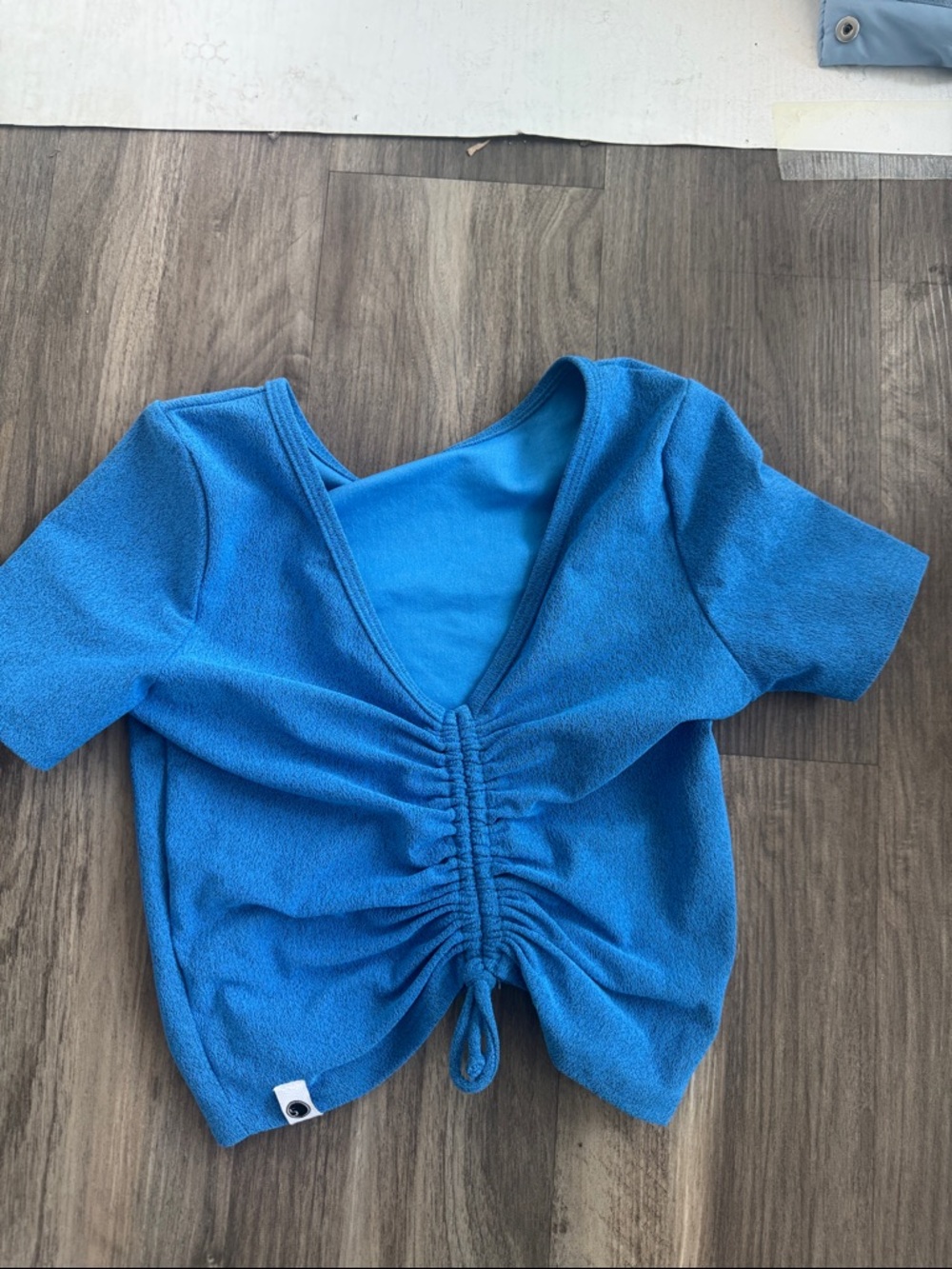 five Dance Wear Blue Kids Ruched Front Short Sleeve Top